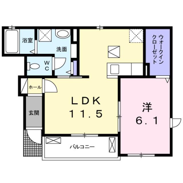 辻野タウンハイツ(1LDK/1階)の間取り写真