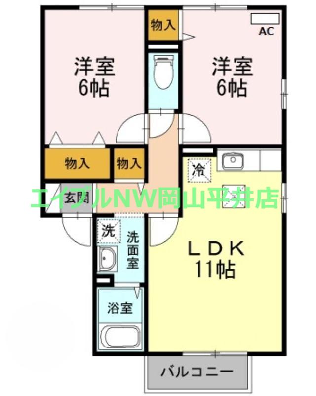 フローラ(2LDK/1階)の間取り写真