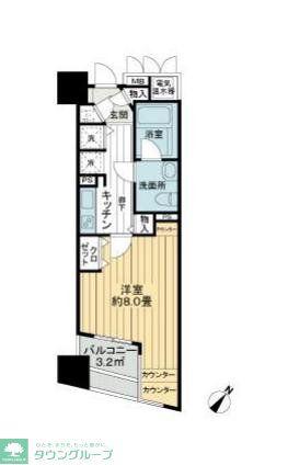 ブロードシティ東京(1K/6階)の間取り写真