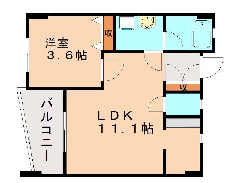 FORZA馬借(1LDK/1階)の間取り写真