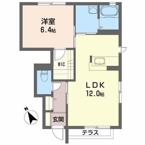 ドエル吹上(1LDK/1階)の間取り写真