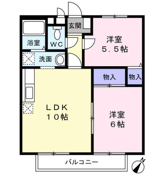 メゾンひまわり(2LDK/2階)の間取り写真