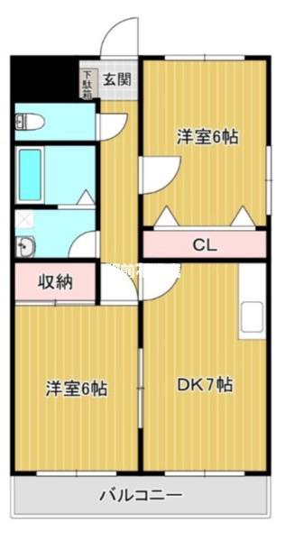 レジデンスフジ通町I(2DK/3階)の間取り写真