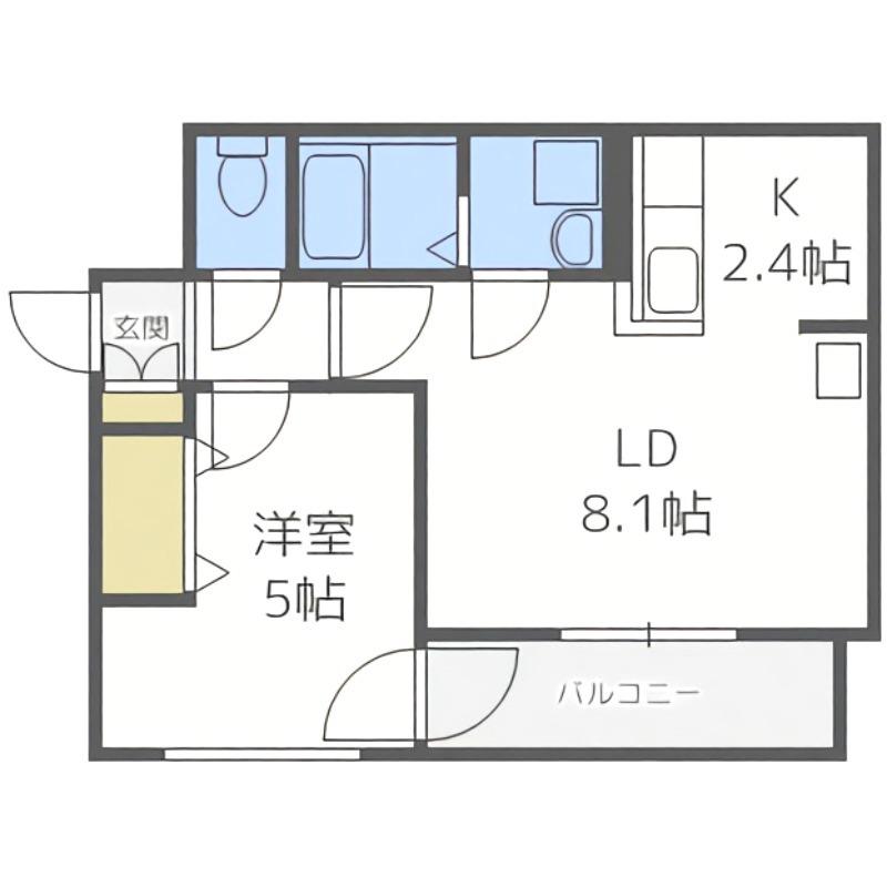 ワンダーハイム中の島(1LDK/2階)の間取り写真