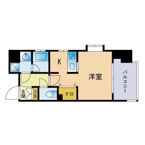 レジディア警固(ワンルーム/12階)の間取り写真