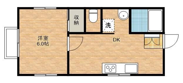 山本コーホーハイツD(1DK/2階)の間取り写真