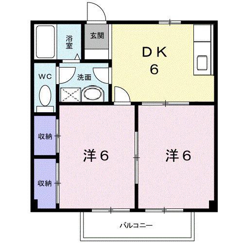 メゾンルミエール(2DK/2階)の間取り写真