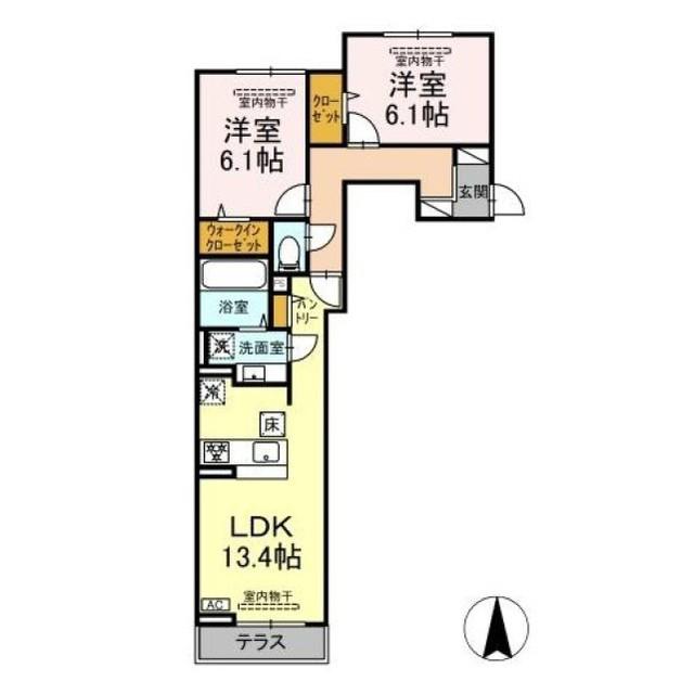 ウィステリア(2LDK/1階)の間取り写真