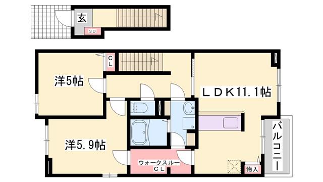 フォルトゥーナ・MII(2LDK/2階)の間取り写真