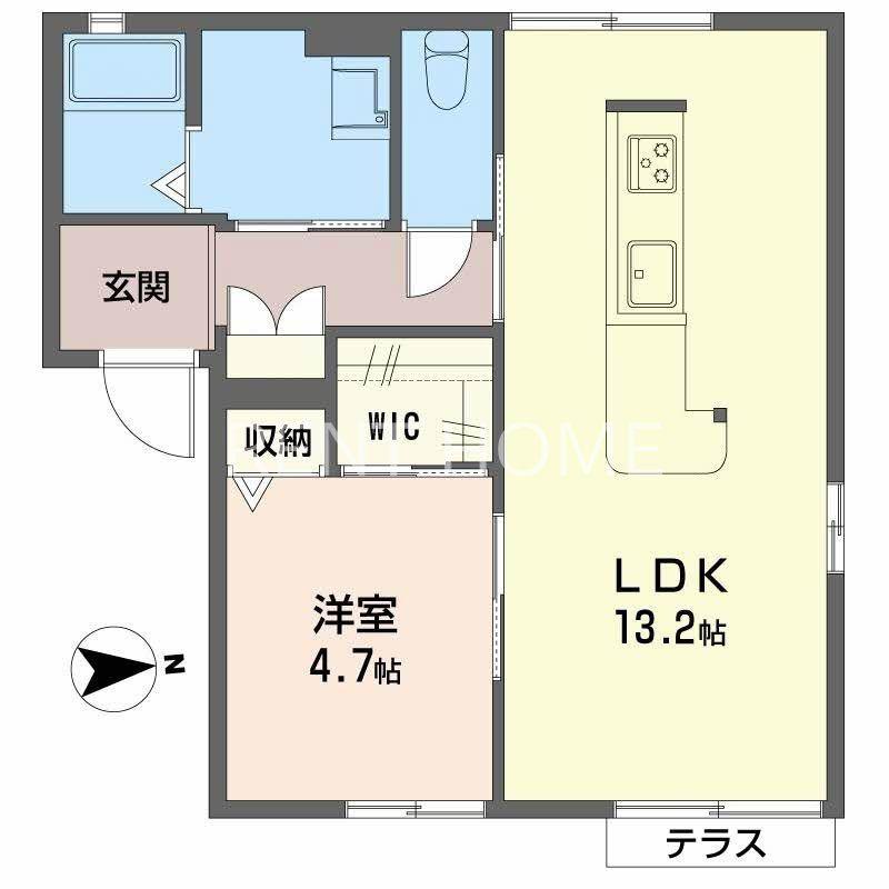 タウニータカワシ(1LDK/1階)の間取り写真