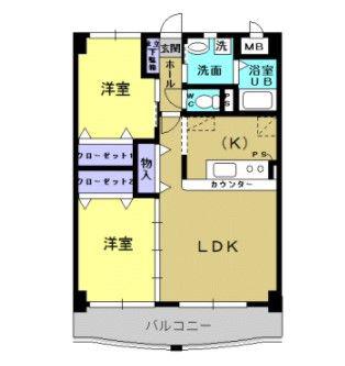 GRANDWELL(2LDK/5階)の間取り写真