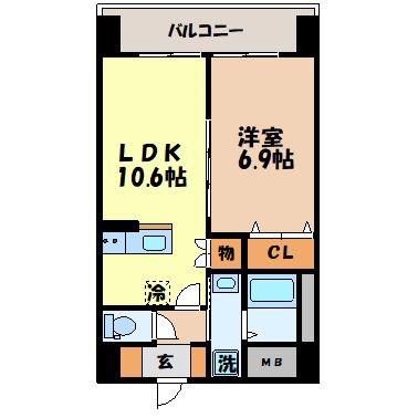 フォルトゥーナ美坂(1LDK/4階)の間取り写真