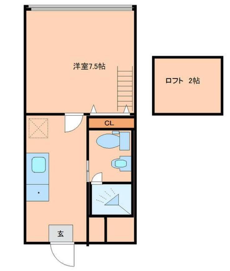 セゾンサツキ桑原(1K/1階)の間取り写真