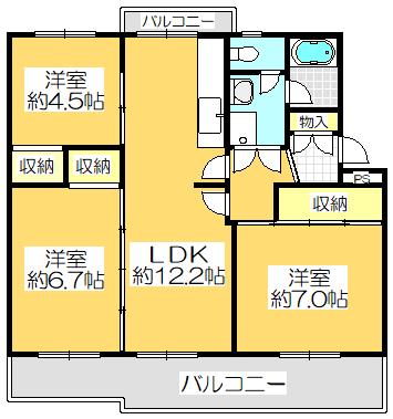 ヴィラナリー屋島 5号棟(3LDK/4階)の間取り写真