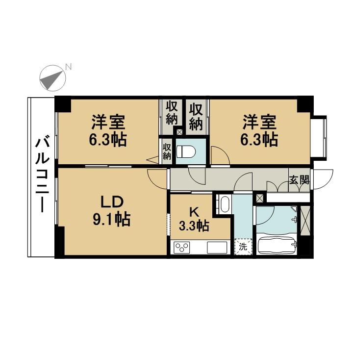 ファンタジア・FK(2LDK/1階)の間取り写真