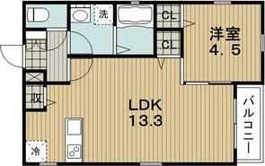 AZUR美園(1LDK/2階)の間取り写真