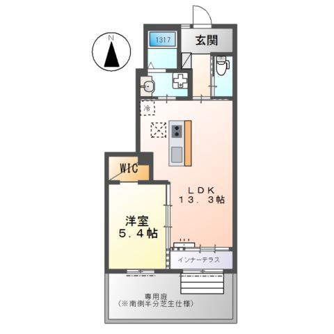近鉄名古屋線 戸田駅(愛知) 徒歩9分 2階建 新築(1LDK/1階)の間取り写真