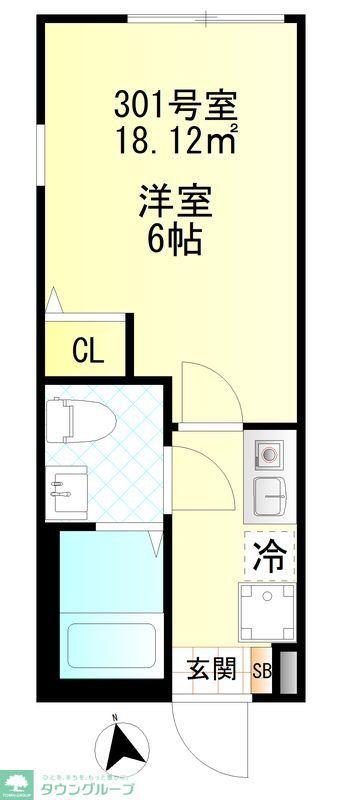 スターリング府中(1K/2階)の間取り写真