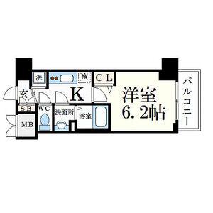 プレサンス松屋町グレース(1K/2階)の間取り写真