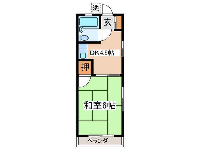 東林ハウスM(1DK/2階)の間取り写真