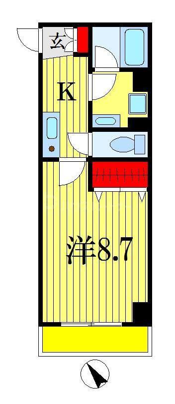 アルカディア(1K/2階)の間取り写真