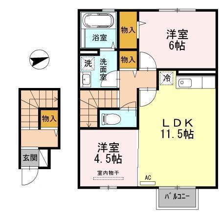 プランドール大町(2LDK/2階)の間取り写真