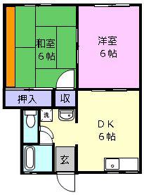コーポあこぎB(2DK/2階)の間取り写真