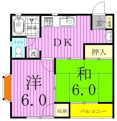 プランタン(2DK/2階)の間取り写真