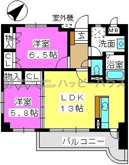 アムール古水(2LDK/3階)の間取り写真
