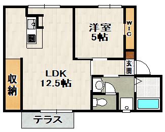 フレグランス宝塚I・II・III(1LDK/1階)の間取り写真
