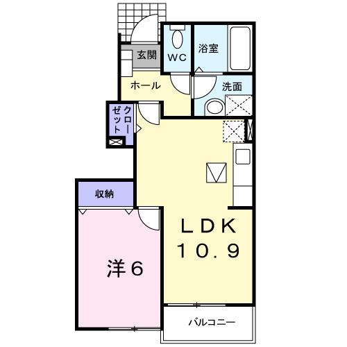 エクセレント(1LDK/1階)の間取り写真