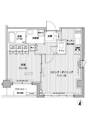 ヒューリックレジデンス茗荷谷(1LDK/2階)の間取り写真