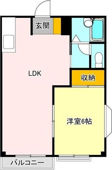 ニューエルディム島崎C(1LDK/2階)の間取り写真