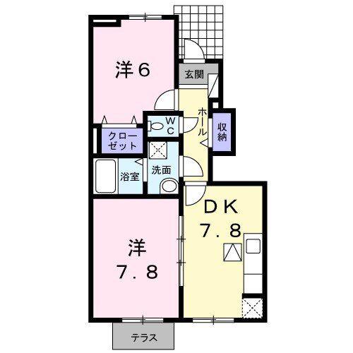 プリムローズII(2DK/1階)の間取り写真