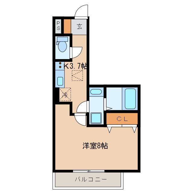 S.PJ(1K/1階)の間取り写真