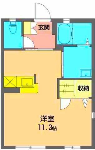 トワヴェール(ワンルーム/1階)の間取り写真