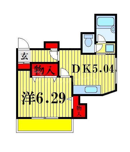 オガワビル(1DK/3階)の間取り写真