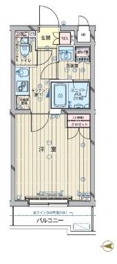ルーブル武蔵中原弐番館(1K/4階)の間取り写真