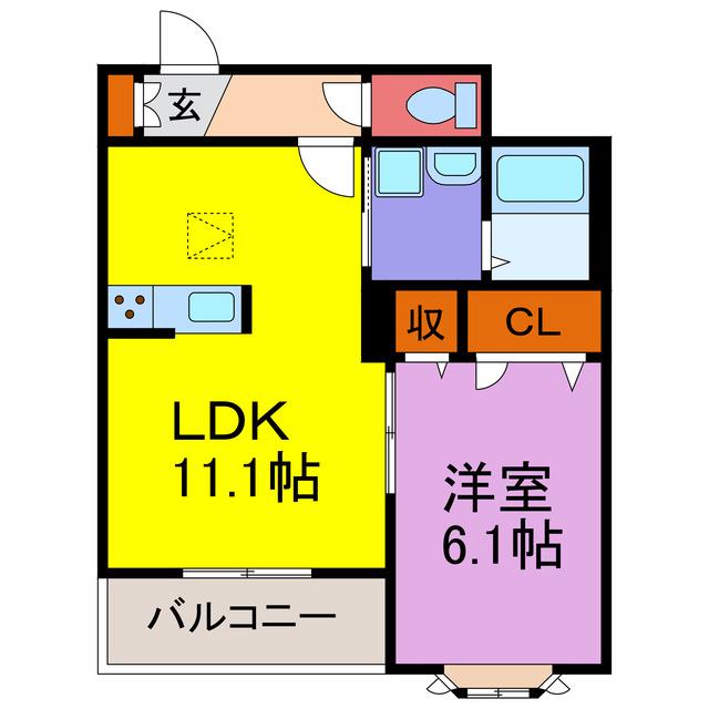 カルムリー福崎B・C(1LDK/2階)の間取り写真