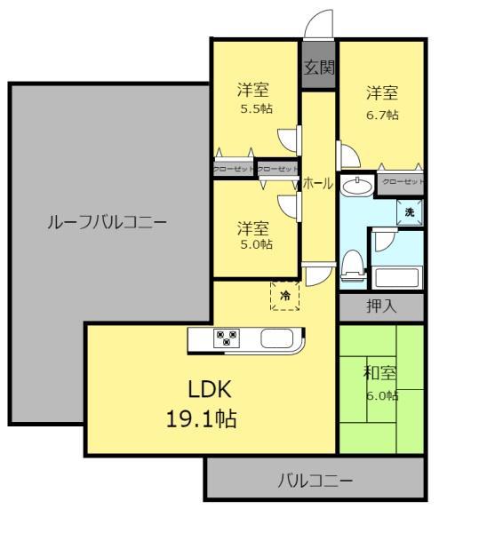 ダイアパレス神宮の杜 参号館(4LDK/11階)の間取り写真