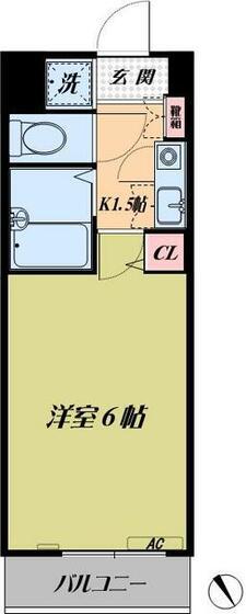 ルーラル六番館(1K/2階)の間取り写真