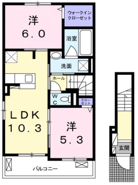 K289(2LDK/2階)の間取り写真