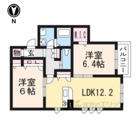 シャーメゾン岩倉南(2LDK/2階)の間取り写真