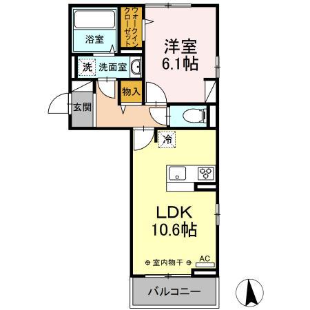 クレール(1LDK/3階)の間取り写真
