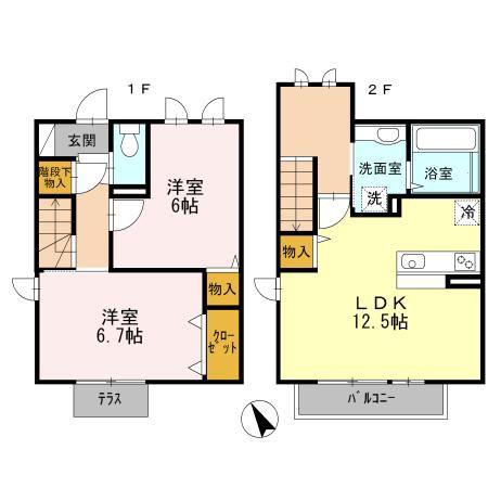 ハーモニー(2LDK/1階)の間取り写真