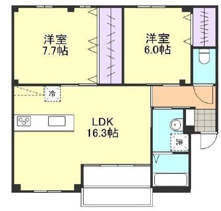 アメニティ水江(2LDK/1階)の間取り写真