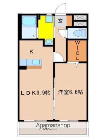 ラフィーナパレス南宮崎(1LDK/2階)の間取り写真