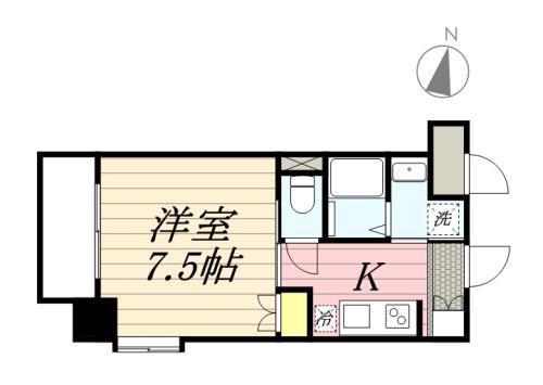 キルンズ西新(1K/8階)の間取り写真