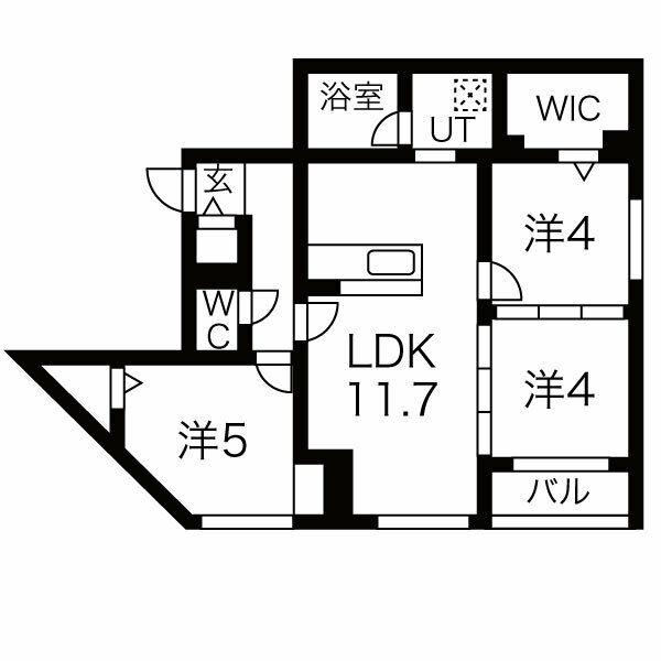 メニーズコート新道東タワー(3LDK/3階)の間取り写真