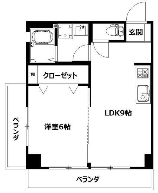 尾崎ビル(1LDK/3階)の間取り写真
